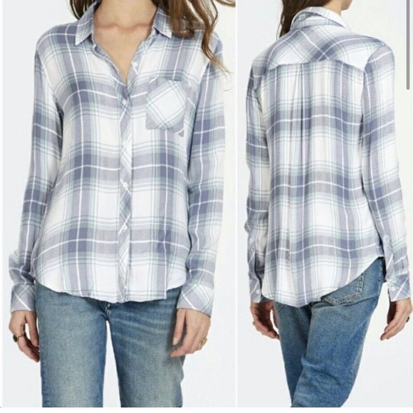 Rails Hunter plaid button front in ocean size xs - Picture 2 of 4